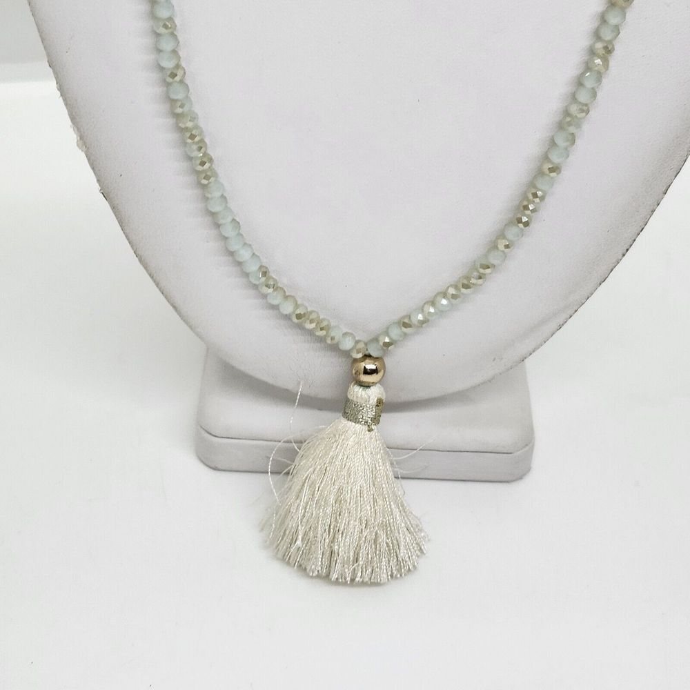 Aldo Sea Foam Crystal Buddha Tassel Necklace - Picture 4 of 7